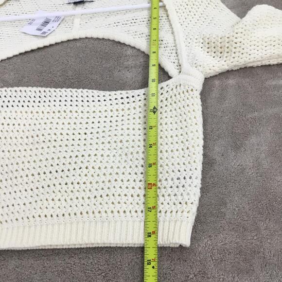 AMERICAN EAGLE Long Sleeve Cream Square Neck Knit Sweater Sz L - Picture 4 of 6